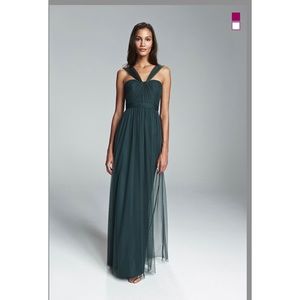 Amsale | “Aisha” Tulle Gown in Hunter Green | Size 4